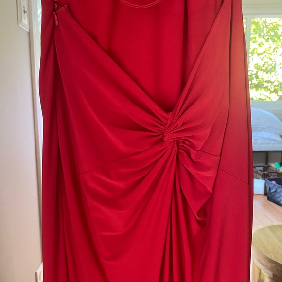Cherry red evening maxi slit dress - Picture 3 of 5